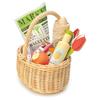 Tender Leaf Toys - Wicker Shopping Basket - Handcrafted Rattan Basket with Handle - Wooden Picnic Basket Playset, Supermarket Shopping Game, 15 Pcs Pretend Play Food Set - Age 3+ view 1