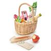 Tender Leaf Toys - Wicker Shopping Basket - Handcrafted Rattan Basket with Handle - Wooden Picnic Basket Playset, Supermarket Shopping Game, 15 Pcs Pretend Play Food Set - Age 3+ view 2