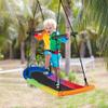 DORTALA Surfing Tree Swing,Platform Swing with Soft Handles and Adjustable Height, Saucer Tree Swing with Stable Metal Frame and Spacious Swing Board, Colorful view 2
