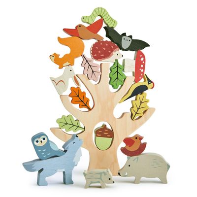 Tender Leaf Toys - Stacking Forest - Wooden Animal Balancing Game for Children and Toddlers - Manual Dexterity and Cognitive Development for Ages 18 Months+