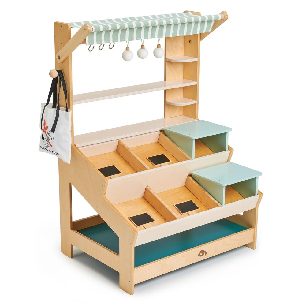 Tender Leaf Toys - General Stores - Toy Set for Kids - Beautiful Market Stall with Shelves Pretend Play Toy Set for Kids 3+