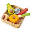 Tender Leaf Toys - Veggie Basket - 6 Pcs Wooden Vegetables with Hand-Crafted Wicker Basket, Pretend Food Playset Supermarket Shopping Game Play Kitchen Farmer's Market Accessories - Age 3+ view 1
