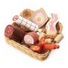 Tender Leaf Toys - Charcuterie Basket - 11 Pcs Solid Wood Cured Meats with Hand-Crafted Wicker Basket, Pretend Food Playset Supermarket Shopping Game Play Kitchen Farmer's Market Accessories - Age 3+ view 1