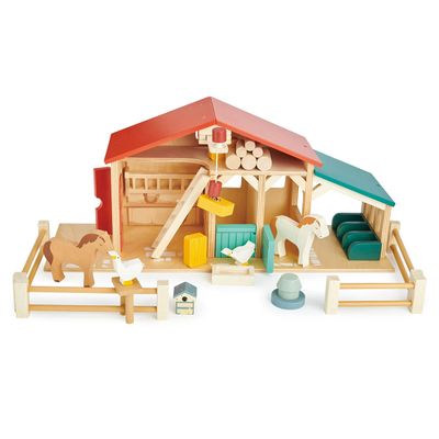 Tender Leaf Toys - Tender Leaf Farm - Realistic Colorful Wooden Farmhouse Toy Set for Creative Pretend Play for Kids 3+