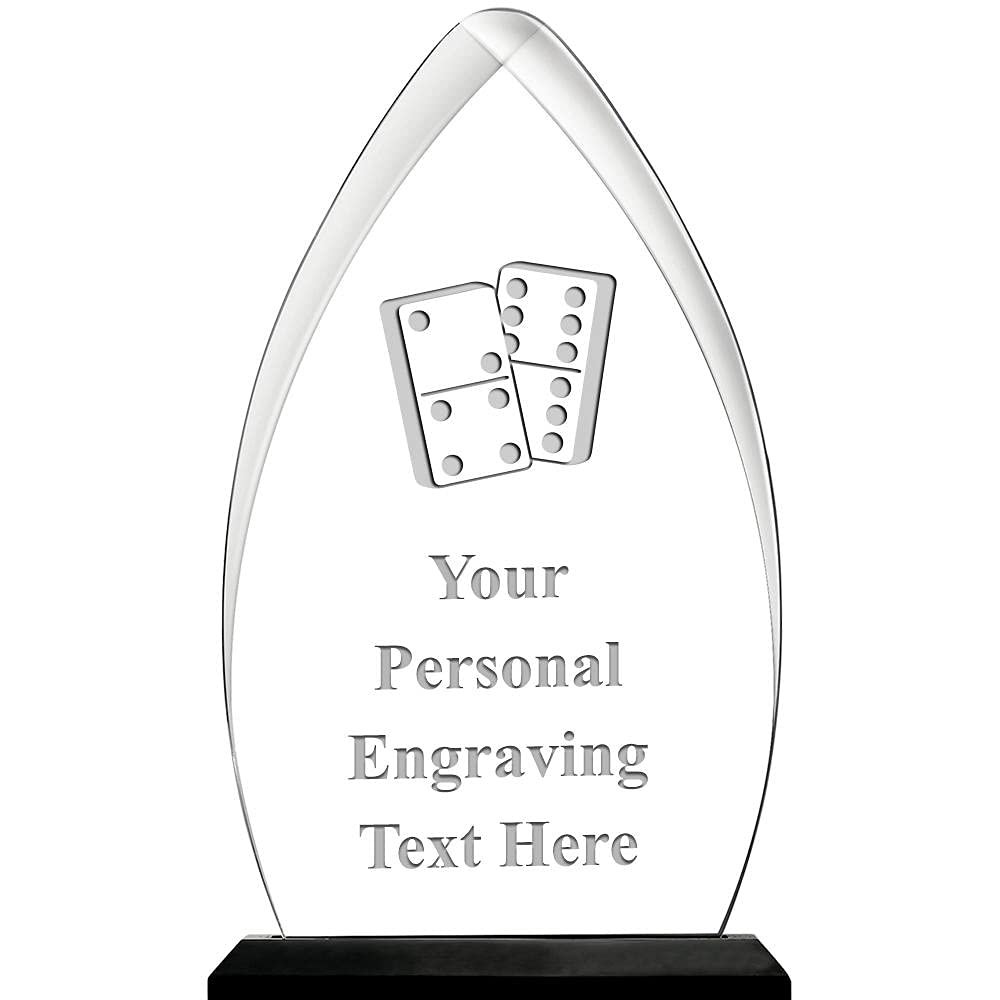 Dominoes Acrylic Award Trophy, 6.75" H Custom Dominoes Game Award, Engraving Included