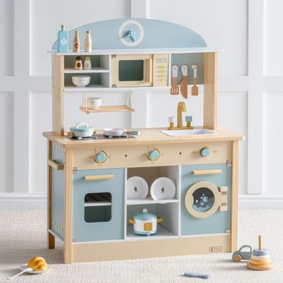 ROBUD Wooden Play Kitchen Set for Kids Toddlers, Toy Kitchen Gift for Boys Girls, Age 3+