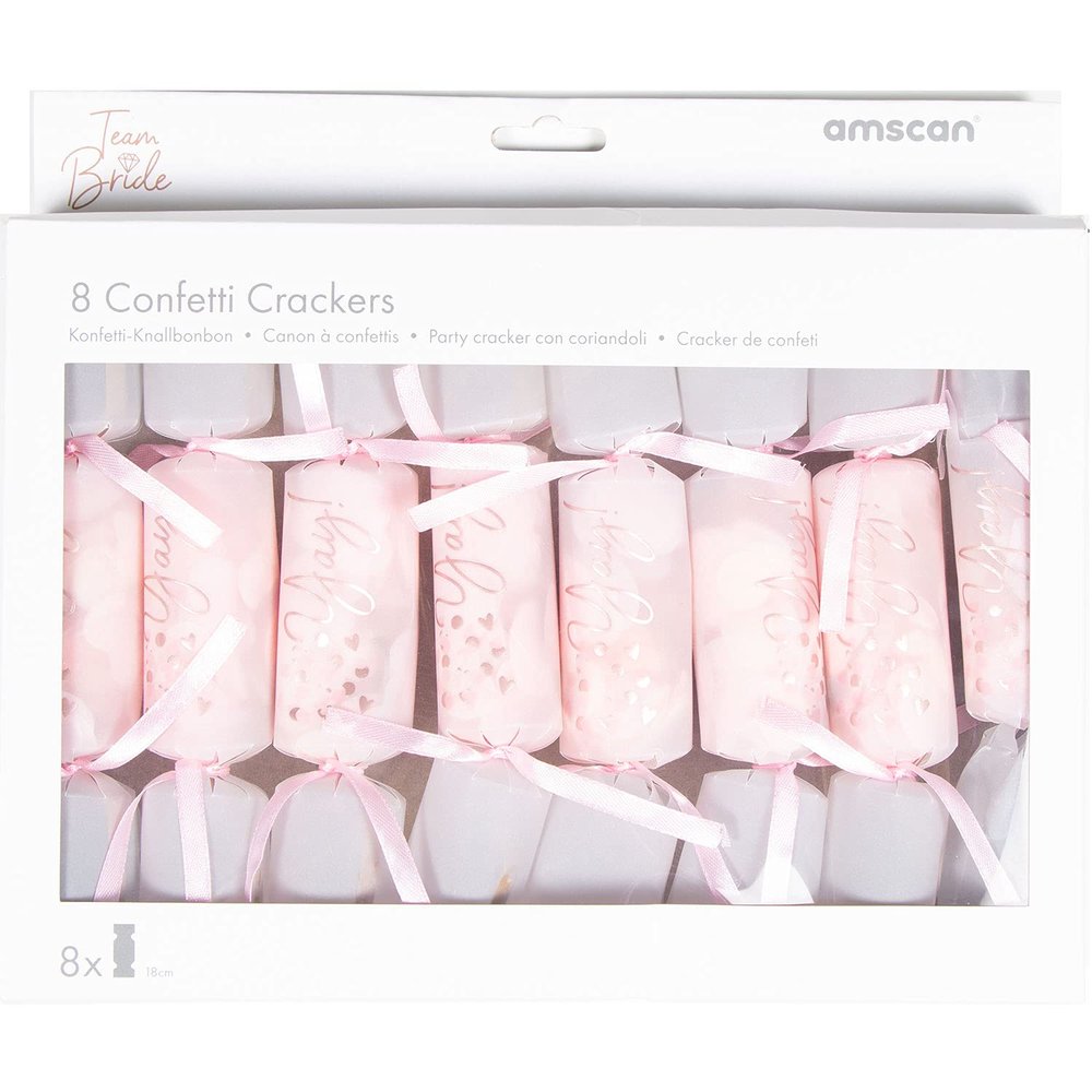 Amscan 9909899 9909899-Team Bride Hen Party Confetti Crackers-8 Pack, Multi