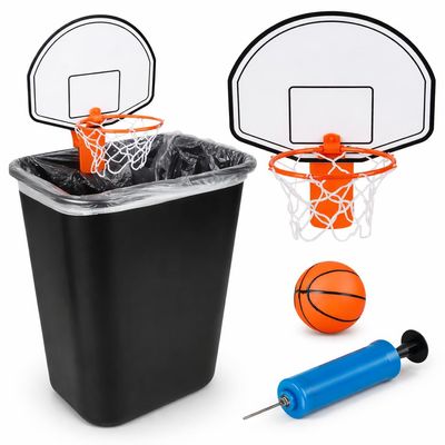 ArtCreativity Mini Basketball Hoop Trash Can Set, Includes Clip-On Hoop with Backboard, Inflatable Ball and Pump, Fun Basketball Stocking Stuffers for Kids, Office Toys for Adults, Classroom Games