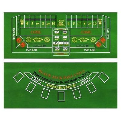 Bello Games New York, Inc. Craps & Black Jack Table Cover with Two Dice & One Deck of Playing Cards 36" x 24" OR 72" X 36"