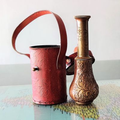 Arch Instruments Brass Monocular with an Attractive Engraved Floral Head Telescope with Small Handy Leather Bag