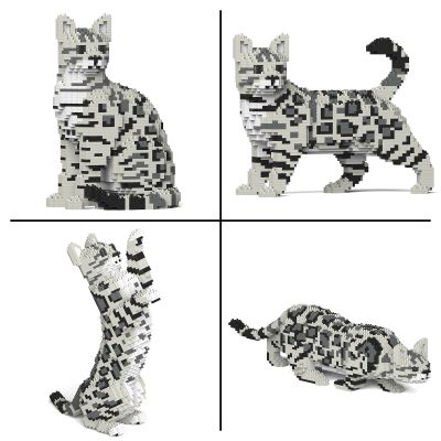 JEKCA Bengal Cat 4-in-1 Pack 01S-M02 | Cat Plastic Building Blocks | Age 14+