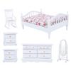 Dolls House Furniture Queen Bed 6pcs Mini Wood Cabinet Mini Furniture Miniature Dollhouse Bed 1:12 Wooden for Doll view 1