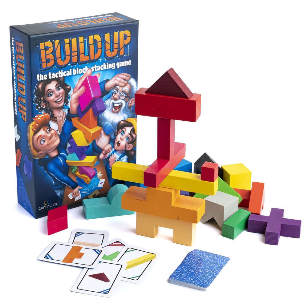 Continuum Games Build Up: The Classic Block Stacking Game 20 Block Tumbling Tower Balancing Game 2-6 Players Ages 8 and Up