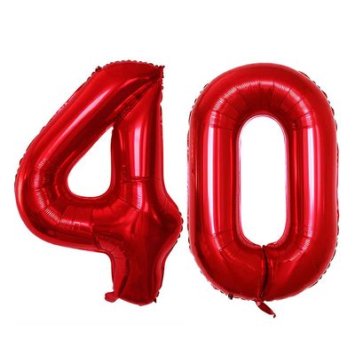 GOER Number 40 Balloons for 40th Birthday Party Decorations,42 Inch Jumbo Foil Helium Balloons for 40th Anniversary (Red)