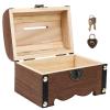 Retro Wooden Treasure Chest Storage Box Wooden Money Storage Box Bank with Lock and Keys Savings with Lock Wood Carving Handmade view 2