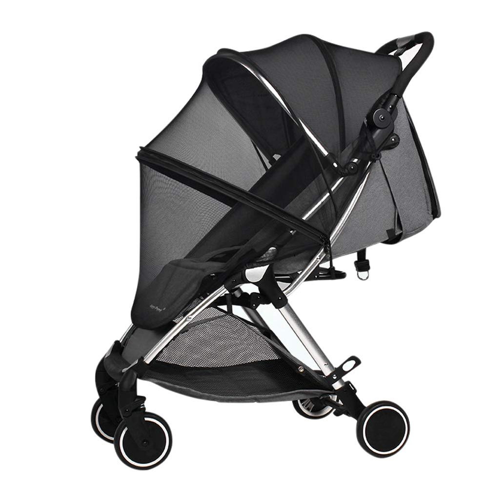 2 in 1 Net Baby Stroller Sun Shades with Zipper Window, Universal Mesh Travel Breathable See Through Outdoor Walking Beach Parasol Windproof Protective Cover for Seats and Carriers