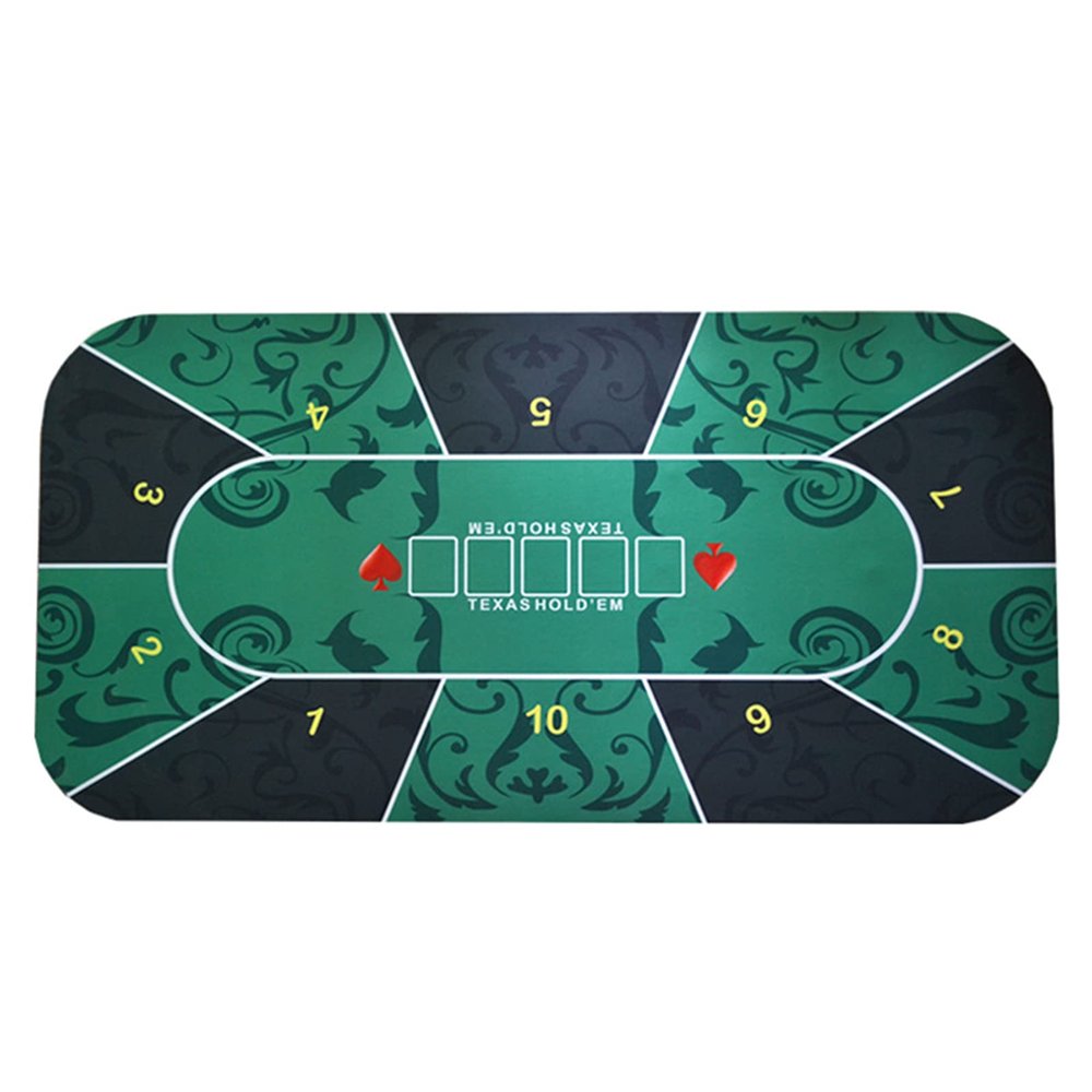 Professional Poker Mat, 10 Player Portable Natural Rubber Poker Table Top, High Elasticity/Waterproof, Layout w/Carrying Bag to Play Cards, Poker Games, Blackjack, Casino
