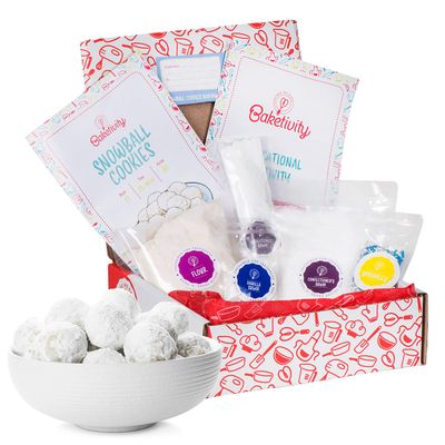 Baketivity Kids Baking Set, Meal Cooking Party Supply Kit for Teens, Real Fun Little Junior Chef Essential Kitchen Lessons, Includes Pre-Measured Ingredients (Baketivity Kit, Snowball)