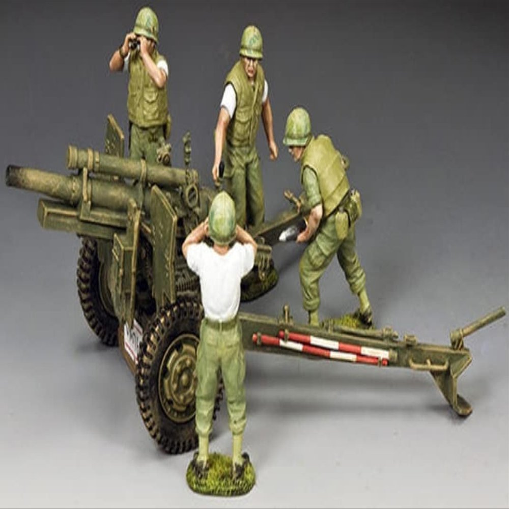 King & Country Toy Soldiers Vietnam VN075 U.S.M.C. 105mm Howitzer & Crew Set 1:30 Scale Pewter