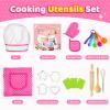 Toyze Gifts for 3-8 Year Old Girls, Kids Cooking Set with Apron, Chef Hat, Cookbook - 20pc Pink view 3