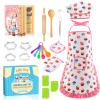 Toyze Birthday Gifts for 3-8 Year Old Girls Cute Stuff Apron for Girls Kids Cooking Sets Toddler Toys Kids Chef Hat and Apron Easter Christmas Stocking Stuffers White-with Cookbook view 1