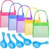 10 Pieces Shell Bag Mesh Seashell Bags Colorful Shell Collecting Bag Mesh Beach Bags with Sand Sifter Shovels Treasures Beach Toy Storage Kids view 1