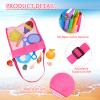 10 Pieces Shell Bag Mesh Seashell Bags Colorful Shell Collecting Bag Mesh Beach Bags with Sand Sifter Shovels Treasures Beach Toy Storage Kids view 3