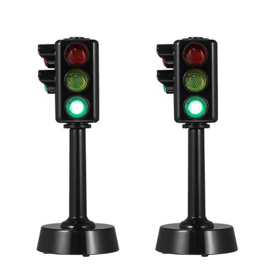 NUOBESTY Traffic Model Toys Signal Model Toys Mini LED Traffic Stop Light for Kids Educational Simulation Signal Lights Playset with Sound 2Pcs