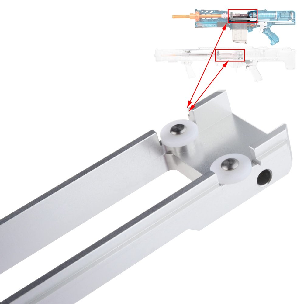 WORKER Pulley Metal Alloy Bolt Sled Kit for Nerf Longshot and Terminator Modify Toy (Silver)