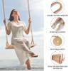 Premkid Hanging Wooden Swing, 24"x 8"x 1.2" Tree Swing for Adults and Kids with 500lbs Load, Adjustable Hemp Rope Plus Tree Straps 10.54FT, Wood Swing Set Seat for Outdoor and Indoor Use view 2