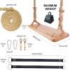 Premkid Hanging Wooden Swing, 24"x 8"x 1.2" Tree Swing for Adults and Kids with 500lbs Load, Adjustable Hemp Rope Plus Tree Straps 10.54FT, Wood Swing Set Seat for Outdoor and Indoor Use view 4