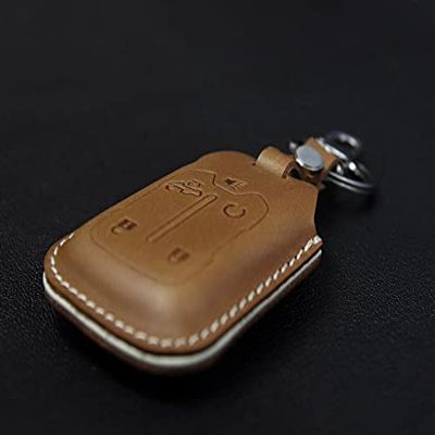Leather Brut [CHV-01-5B] Key Fob Cover for Chevrolet / GMC Silverado 1500, 2500, 3500 / Sierra - Italian Veg-Tanned Leather - Handmade (Brown, Hardware #2)