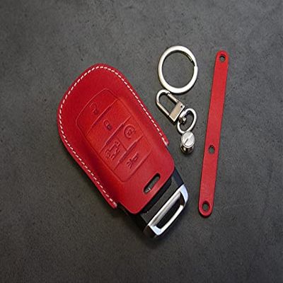 Leather Brut [RAM01-5B] Key Fob Cover fits 1500 - Italian Veg-Tanned Leather - 5 Buttons - Handmade (Orange, Hardware #2)
