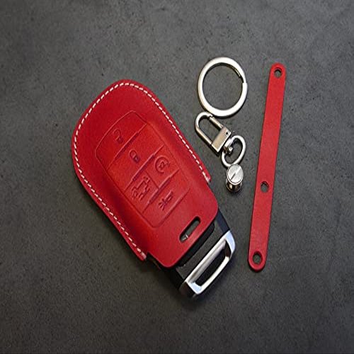 Leather Brut [RAM01-5B] Key Fob Cover fits 1500 - Italian Veg-Tanned Leather - 5 Buttons - Handmade (Orange, Hardware #2)