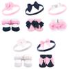 Hudson Baby Infant Girl Headband and Socks Giftset Navy White 10-Pack, One Size view 1