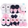Hudson Baby Infant Girl Headband and Socks Giftset Navy White 10-Pack, One Size view 2