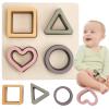 HETOMI Baby Soft Nesting Sorting Stacking Toys Silicone Teething Blocks Shapes Recognition Learning Development Toys for Toddler 3+ Months(Beige) view 1