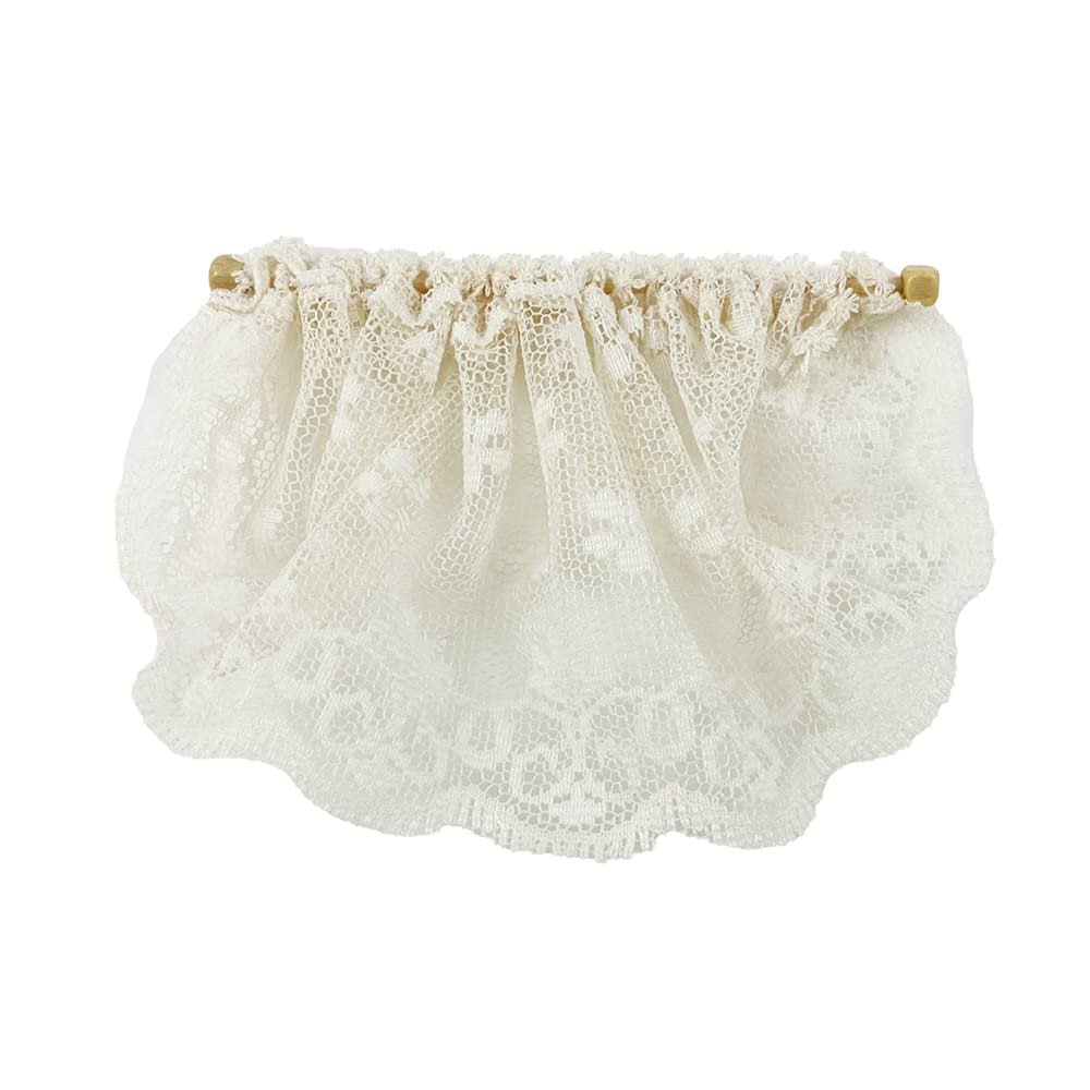 Melody Jane Dolls Houses Dollhouse Ecru Cream Lace Swag Net Valance Miniature Window Accessory 1:12