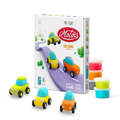 Fat Brain Toys Hey Clay Eco Cars, Air Dry Clay Kit with Interactive App for Kids & Tweens, Modeling Clay and Crafts Set