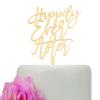 Happily Ever After Cake Topper Wedding Engagement Bridal Shower Bachelorette Anniversary Party Decorations Mirror Gold view 1