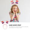 3pcs Headband Star Costumes for Kids Celebration Hair Dresses Funny Head National White Hair Ribbon Favor Independence Day Adornments Pearlescent United States Fabric Miss view 2