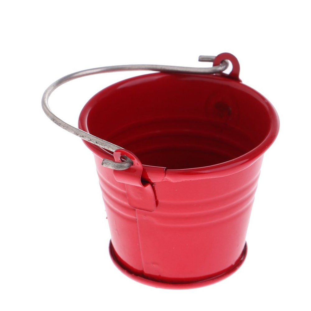 1:12 Scale Dollhouse Miniature Kitchen Garden Water Bucket Pail Accessory, Red