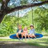 DORTALA Oval Swing, 60 Tree Swing with 40- 63 Adjustable Heights & Multi-ply Rope for Kids & Adults, Large Platform Swing for &Play, Giant Saucer Hammock for Backyard Playground, Blue view 2