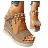 ZBYY Women's Wedge Platform Sandal,Summer Dressy with Pearl Open Toe Platform Sandals Ankle Strap High Heels Sandals view 1