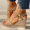 ZBYY Women's Wedge Platform Sandal,Summer Dressy with Pearl Open Toe Platform Sandals Ankle Strap High Heels Sandals view 2