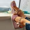 ZBYY Women's Wedge Platform Sandal,Summer Dressy with Pearl Open Toe Platform Sandals Ankle Strap High Heels Sandals view 3