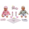 Dream Collection: 14" Twins Baby Doll Set - Grey & Pink, Rainbow & Star Designs, 2 Doll Set, Plush Unicorn, Pacifier, Bib, Magic Bottle, Bibs, Kids 2+ view 1