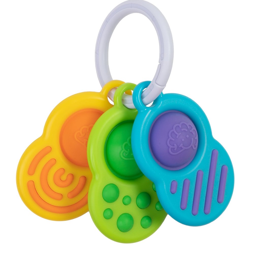 Fat Brain Toys Dimpl Clutch, Popping Sensory Take-Along Baby Toy & Teether for Babies 0 Months+, Fidget Toy