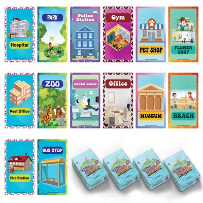 Creanoso Different Names of Places Learning Cards (4-Deck) - Pretty Favors Decor Decal Supply - Stocking Stuffers Gifts for Boys Girls - Home and School Educational Activities