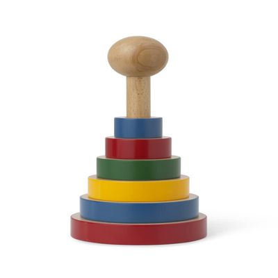 Kay Bojesen Babies Pyramid Wooden Tower, Multicolor, 8.9" H x 4.3" H, Gift Box Included